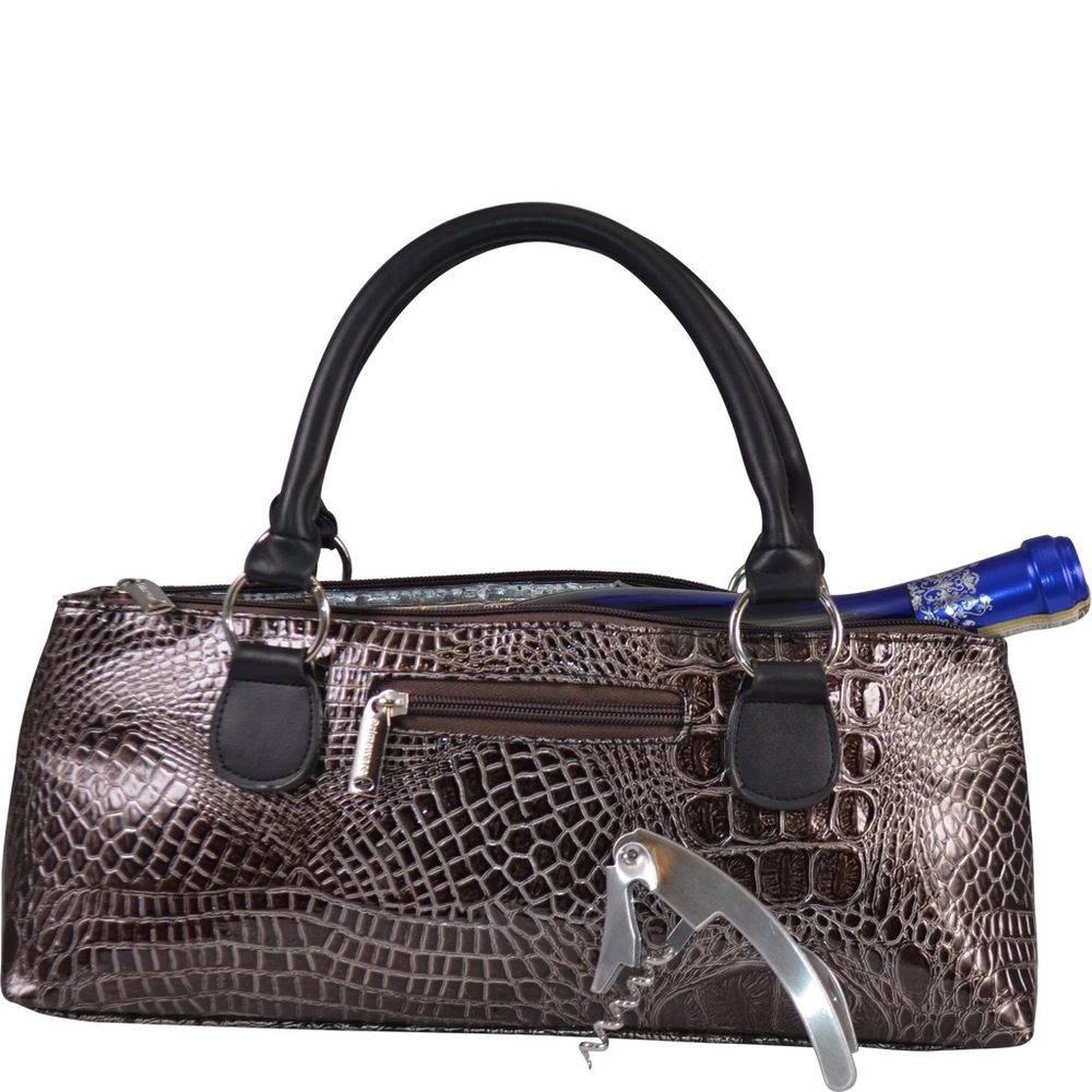 Primeware Inc. Wine Clutch Croc Design, Bronze Brown